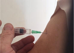 Girl injecting contraceptive